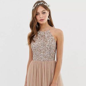 MAYA Halter Glitter Prom or bridesmaid dress